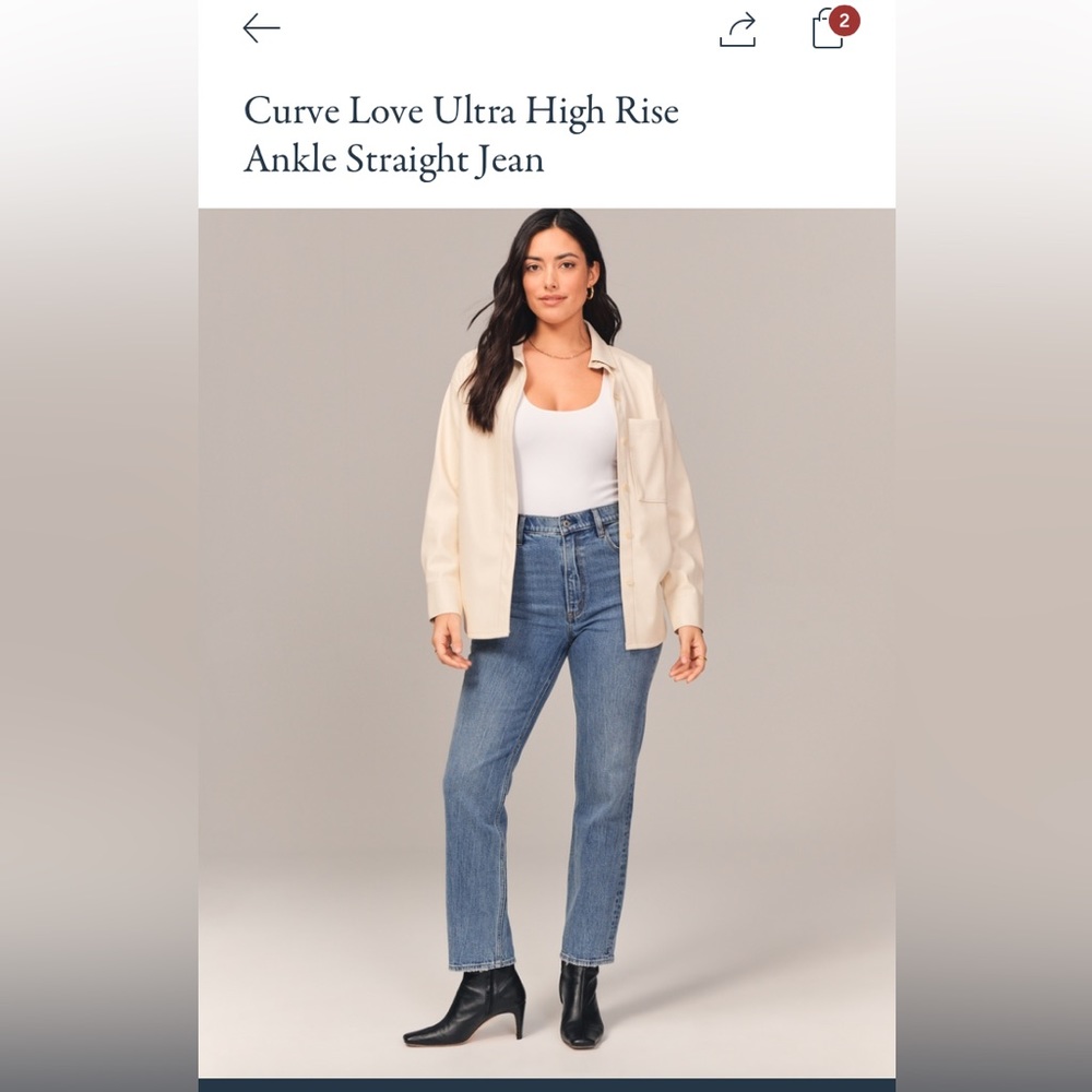 Abercrombie & Fitch Curve Love Ultra High Rise Ankle Straight Jean Medium Wash